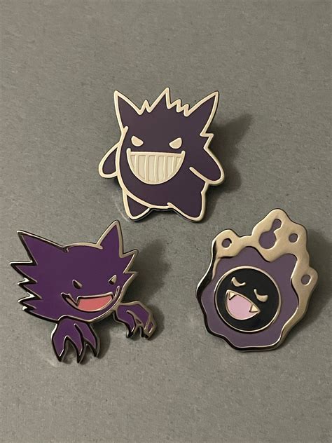 Chibi Pokemon Kanto Ghosties Gastly Haunter Gengar Enamel Pins Etsy