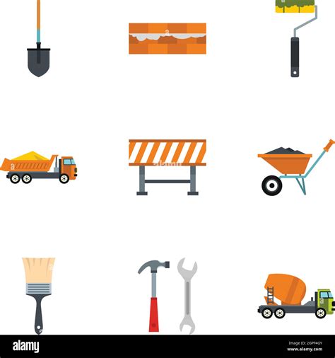 Building Tools Icons Set Flat Style Stock Vector Image And Art Alamy