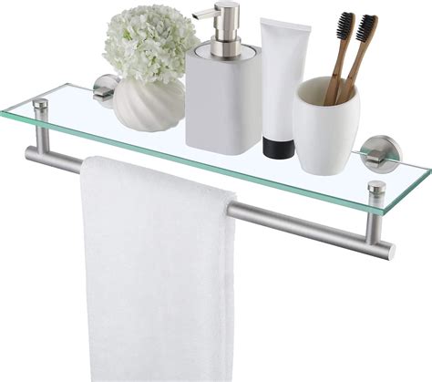 Glass Bathroom Shelf With Towel Bar Semis Online