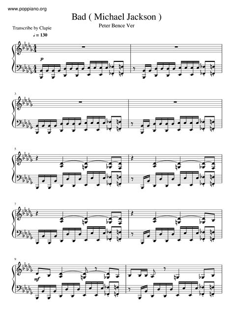 Bad Sheet Music Piano Score Free Pdf Download Hk Pop Piano Academy