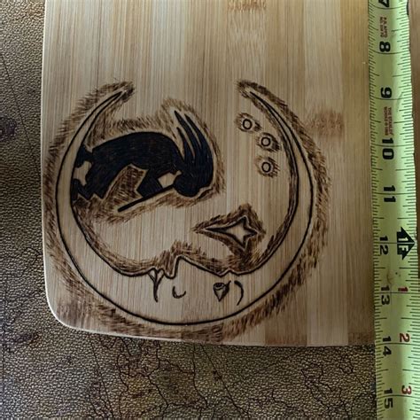 Hand Crafted Dining Woodburned Kokopelli And Moon Cutting Board