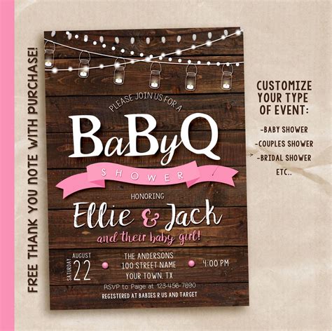 Baby Q Invitation Baby Q Shower Invitation Bbq Baby Shower Etsy