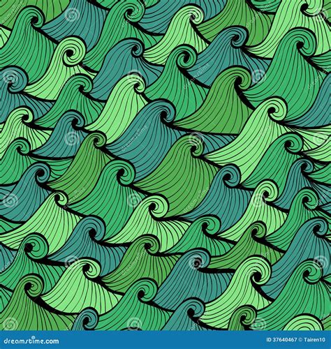 Fondo Blu E Verde Senza Cuciture Con Le Onde Illustrazione Vettoriale