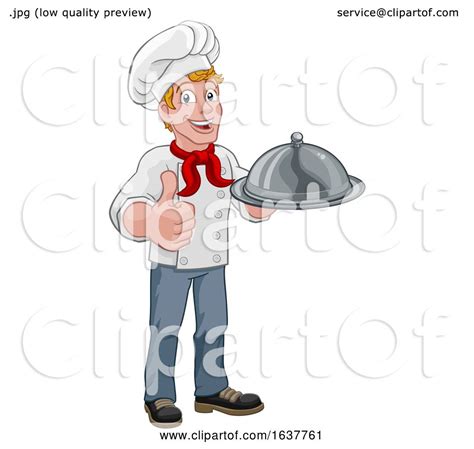 Chef Holding Plate Platter Cartoon By Atstockillustration 1637761