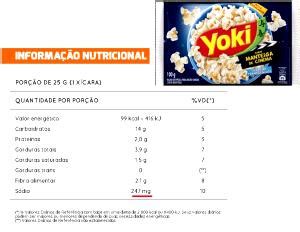 Calorias em 1 xícara 25 g Pipoca e Fatos Nutricionais