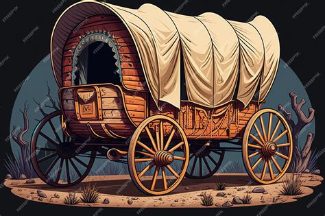 Premium Ai Image Illustration Of An Isolated Covered Wagon