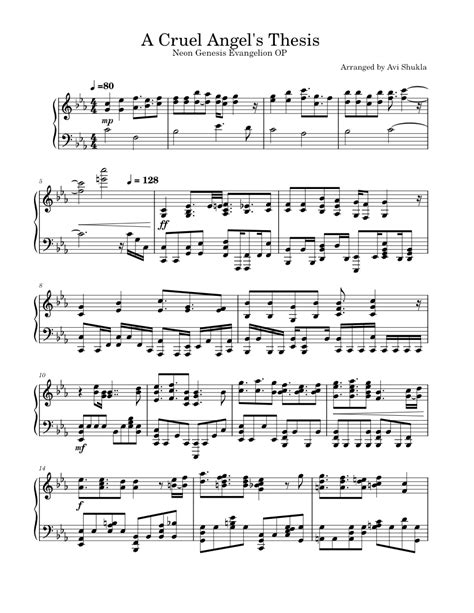 A Cruel Angel S Thesis Sheet Music For Piano Solo