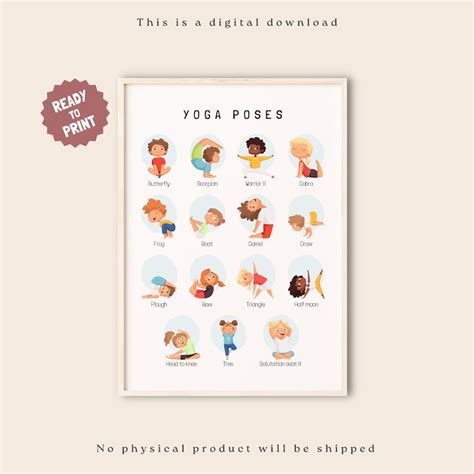 Yoga Poses Poster For Kids Montessori Toddler Routine Playroom Wall
