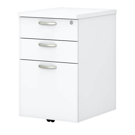 Easy Office 3 Drawer Mobile File Cabinet In Pure White Engineered