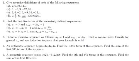 Solved Give Recursive Definitions Of Each Of The Following Chegg