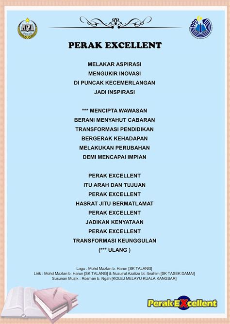 Lirik Lagu Perak Excellent Pejabat Pendidikan Daerah Hilir Perak