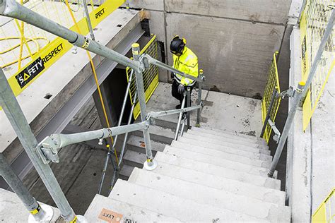 Collective Edge Protection On Concrete Stairs At Construction Site