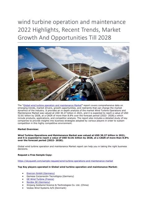 Ppt Wind Turbine Operation And Maintenance Highlights And Recent