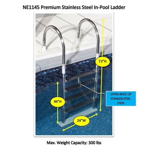 Premium Stainless Steel In Pool Ladder For Above Ground Pools Blue