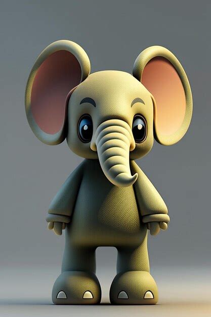 Dessin Animé Mignon Bébé éléphant Anthropomorphe Rendu 3d Modèle De