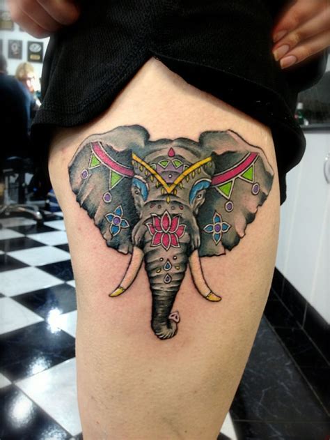 Indian Elephant Tattoo By Caitlin Thomas Tattoos Pinterest