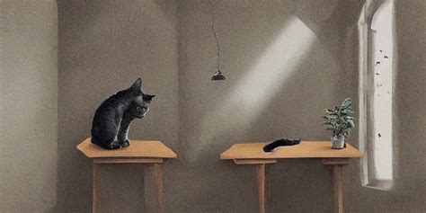 A Cat On A Desk In An Office With Mirrors Potted Stable Diffusion