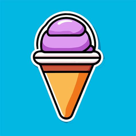 Adhesivo cono de helado icono de dibujos animados ilustración vectorial