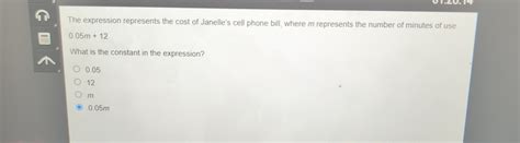 Solved The Expression Represents The Cost Of Janelle S Cell Chegg