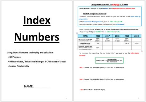 Index Numbers Indices For Economics A Level Booklet 58 OFF