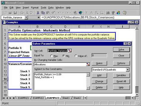 Premium Solver Platform Lpquadratic Solver And Portfolio Optimization Solver