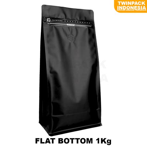 Kemasan Kopi Flat Bottom Premium Kg Hitam Kemasan Valve Ziplock