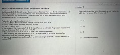 Data Interpretation Logical Reasoning I Marks Studyx