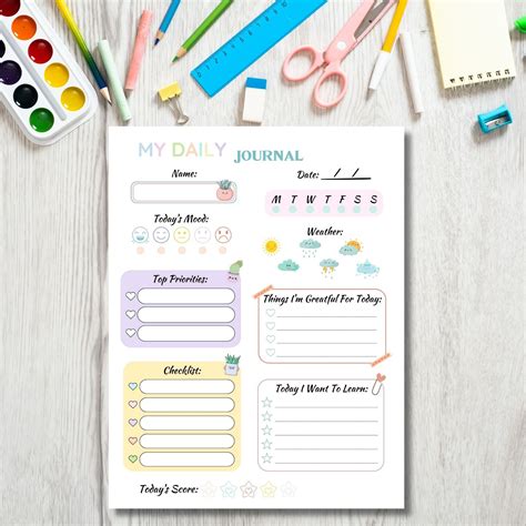 Daily Journal Tracker For Kids