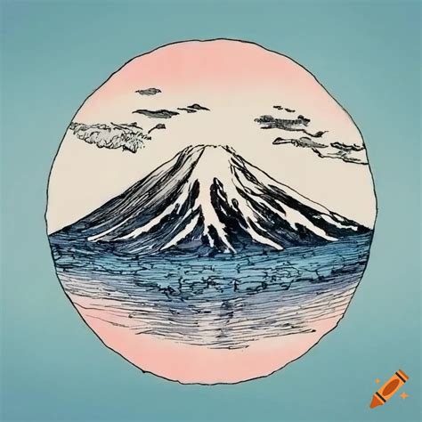 Pen And Ink Illustration Of Mt Fuji On Craiyon