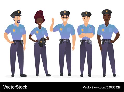 Group Police Officers People Man And Woman Vector Image