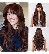 Amazon Allbell Long Wine Red Wavy Wigs For Women Natural Looking