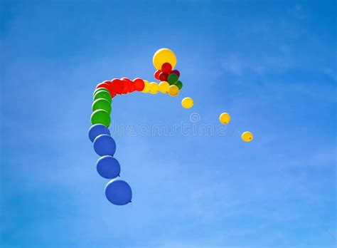 Colorful Balloons In A Row Floating In A Blue Sky Stock Image Image