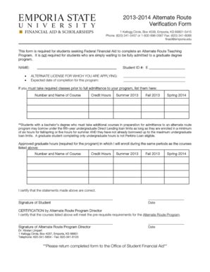 Fillable Online Emporia Alternate Route Verification Form