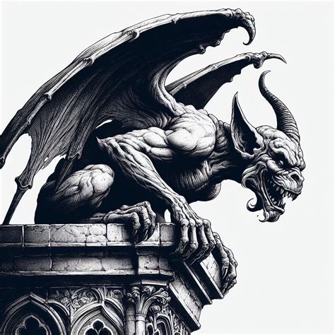 Gargoyle Drawing Black And White Sketch