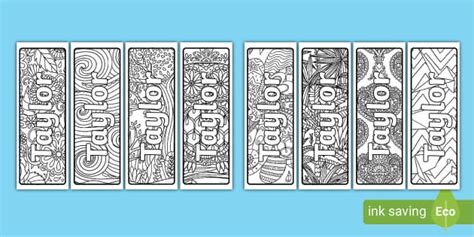 Free Taylor Mindfulness Name Colouring Bookmarks Twinkl