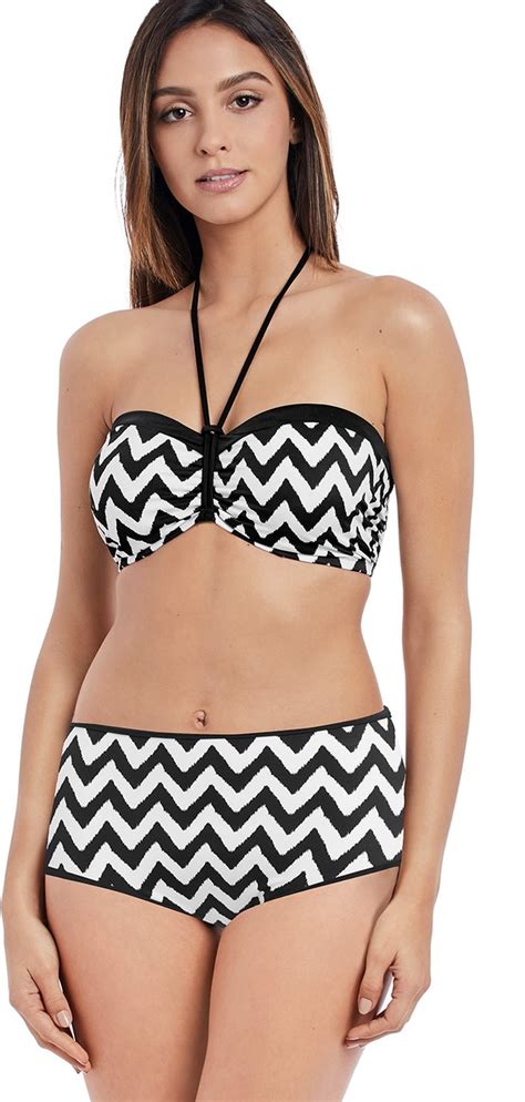 Freya Making Waves Swimwear Croptini Bandeau Plunge Bikini Bra Black White