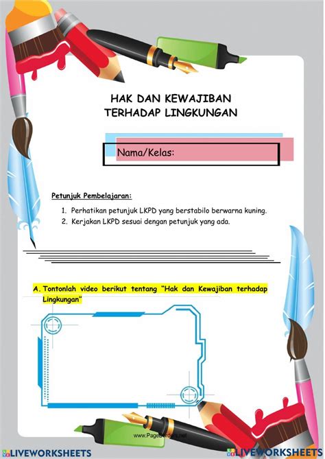 New Lkpd Pkn Kelas 6 Hak Dan Kewajiban Worksheet