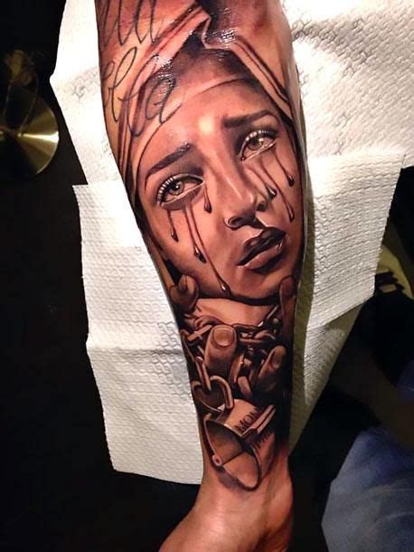 Crying Girls Face Tattoo Idea Chicano Tattoos Sleeve Chicano Style