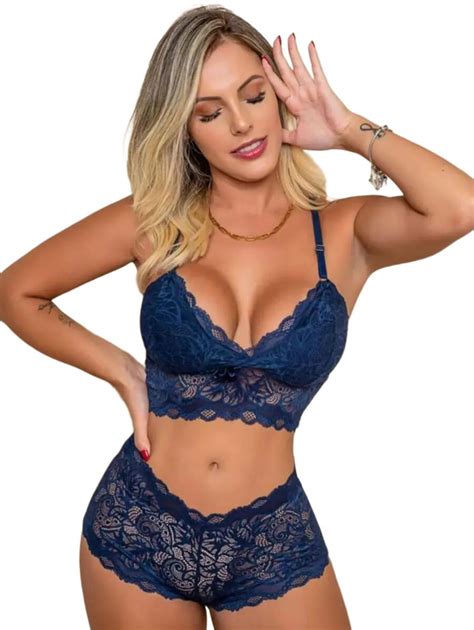 Bras Na Net Cuecas e Lingerie Kit 05 Calcinhas Caleçon Rendadas e