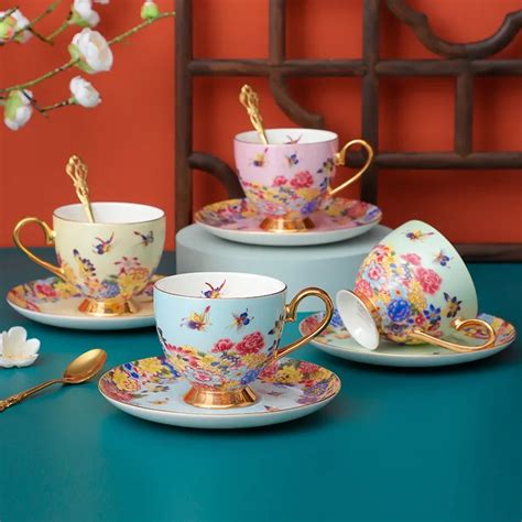 Chinesische Painted Knochen China Kaffee Tasse Untertasse Set Emaille