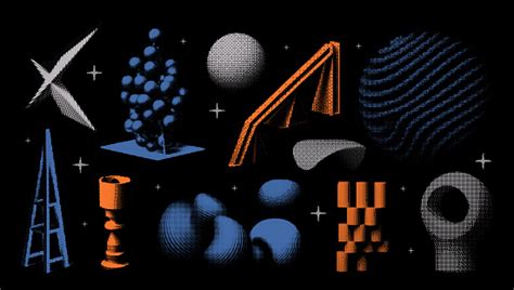 abstract geometric elements universal  bitmap shapes  dither