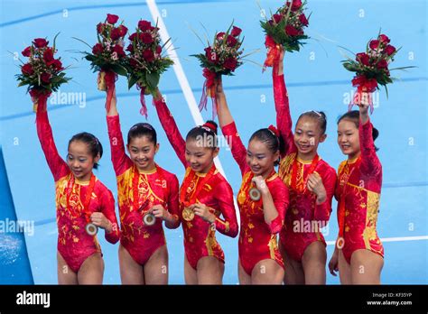 Médaille d or de l équipe Chine champions de l équipe de gymnastique