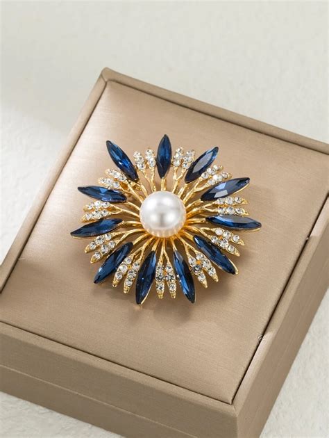 Rhinestone Faux Pearl Decor Brooch Shein Usa