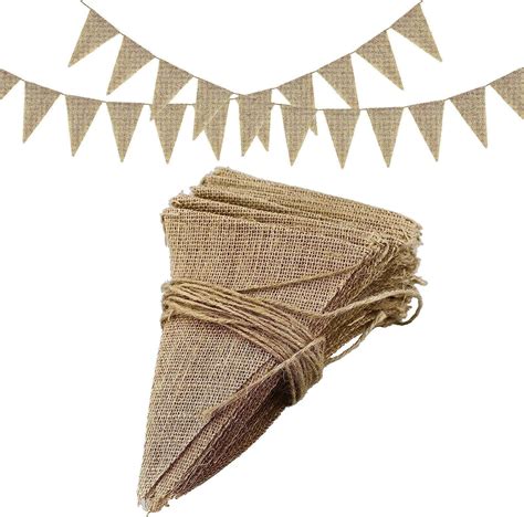 Pcs Hessian Bunting M Linen Bunting Flags Rustic Triangle Flag