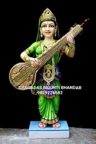 Multicolor Painted Marble Saraswati Maa Statue For Worship At Rs