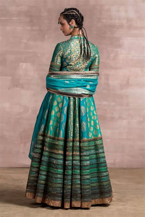 Buy Tarun Tahiliani Green Brocade Anarkali Set Online Aza Fashions