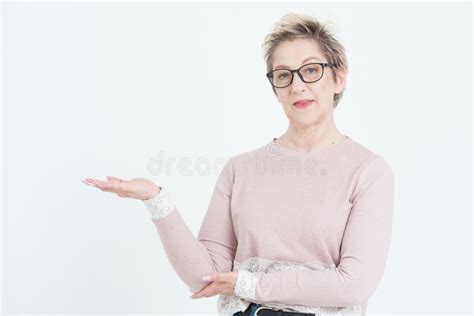 Elegant Mature Woman With Glasses For Product Release Stock Photo Image Of Small Glasses
