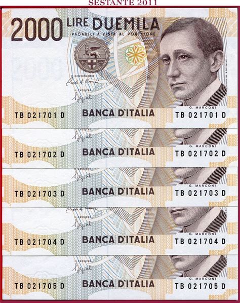 Italia Italy Lire Marconi Banconote P Lettera B