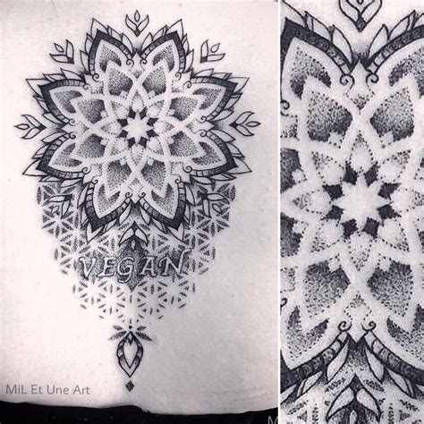 Vegan dotwork mandala for Amber miletune Tatuajes geométricos