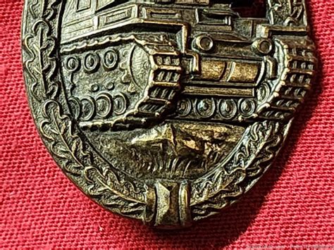 Ww2 Wwii Nsdap German Third Reich Silver Panzer Tank Badge Medal Aws